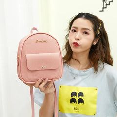 Mini PU Leather Women's Backpack Girls Small School Bookbag