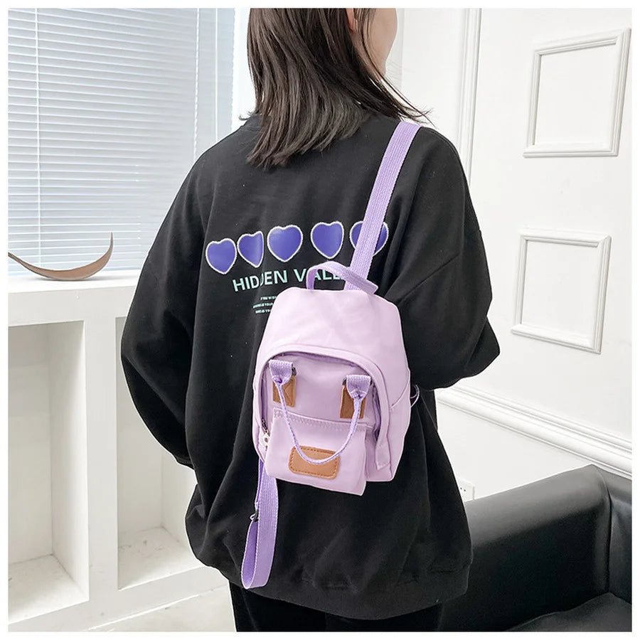 Mini Women's Canvas Backpack School Bag Retro Rucksack for Teen Girls