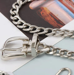 Triangle PU Leather Waist Pack Bling Fanny Pack Metal Chain Belt