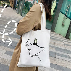 Minimal Rose Flower Butterfly Women Canvas Shopper Bags Cotton Handbags Totes