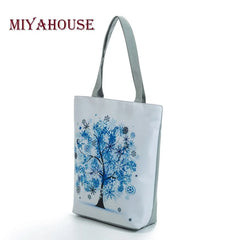 Miyahouse Canvas Shoulder Bag Women Tote Handbag Colorful Painting Shopping Bag