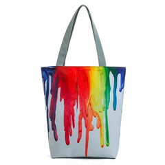 Miyahouse Canvas Shoulder Bag Women Tote Handbag Colorful Painting Shopping Bag