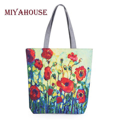 Miyahouse Floral Canvas Beach Bag for Women
