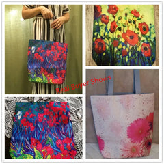 Miyahouse Floral Canvas Tote Bag Large Capacity Women Beach Casual Tote
