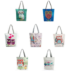 Miyahouse Owl Printed Women's Casual Tote Canvas Shopping Bag
