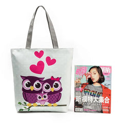 Miyahouse Owl Printed Women's Casual Tote Canvas Shopping Bag