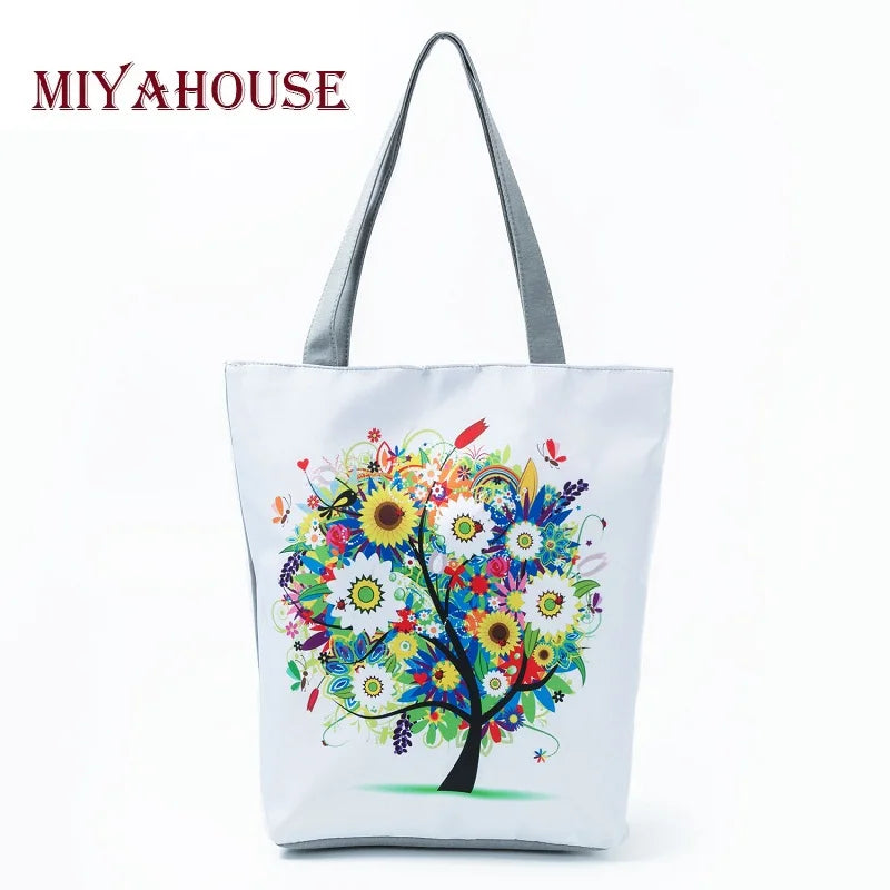 Miyahouse Pink Rose Canvas Beach Bags For Female