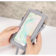 PU Leather Hasp Small Wallet Women's Card Pack Touch Screen Cell Phone Purse