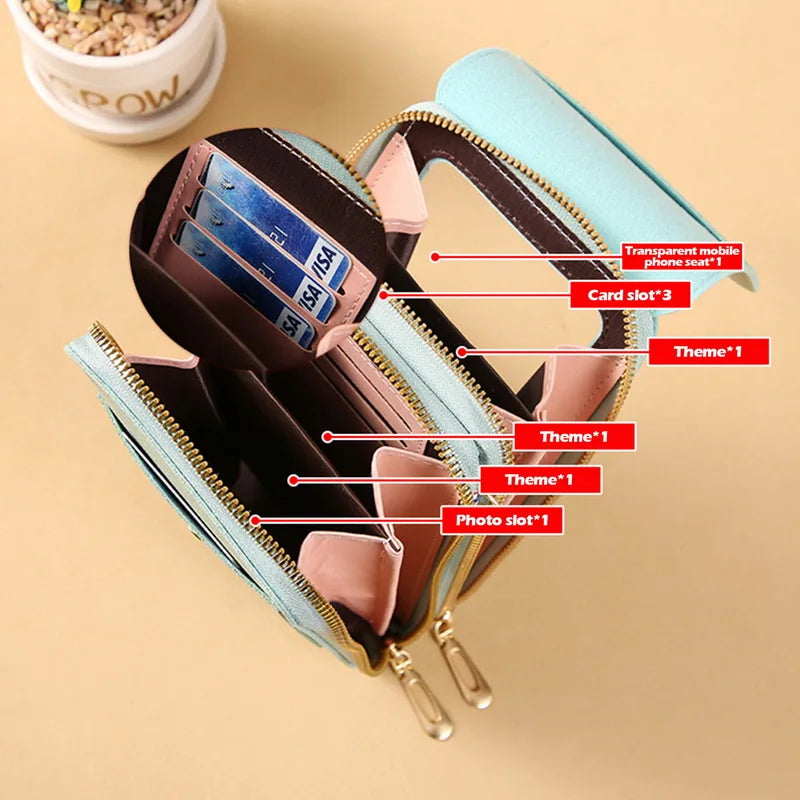 Women Bag Handbags Soft Leather Small Wallets Touch Screen Purse