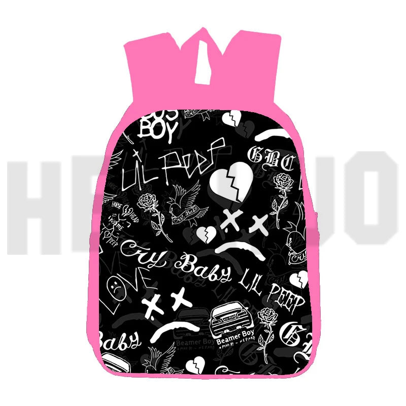 Lil Peep Backpack School Bag 16 Inch Pink Softback