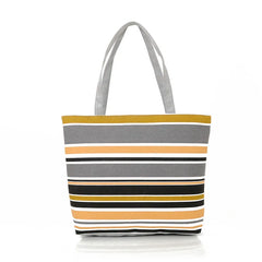Striped Rainbow Canvas Shopper Bag Tote Women Girls Shoulder Handbag
