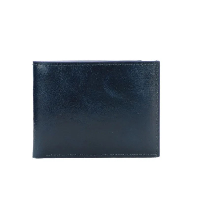 Monogrammed Cow Leather Men Bifold Card Wallet Waxy Oil Leather Short Wallet