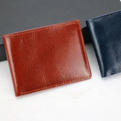 Monogrammed Cow Leather Men Bifold Card Wallet Waxy Oil Leather Short Wallet