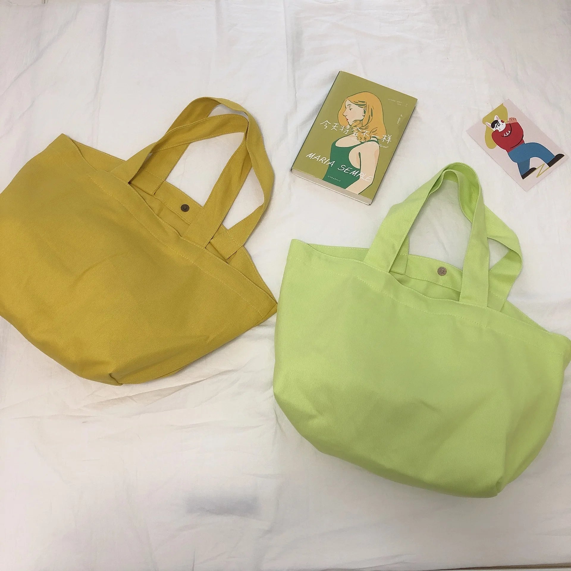 Morandi Large Capacity Canvas Tote Handbag Women Shoulder Bag Casual