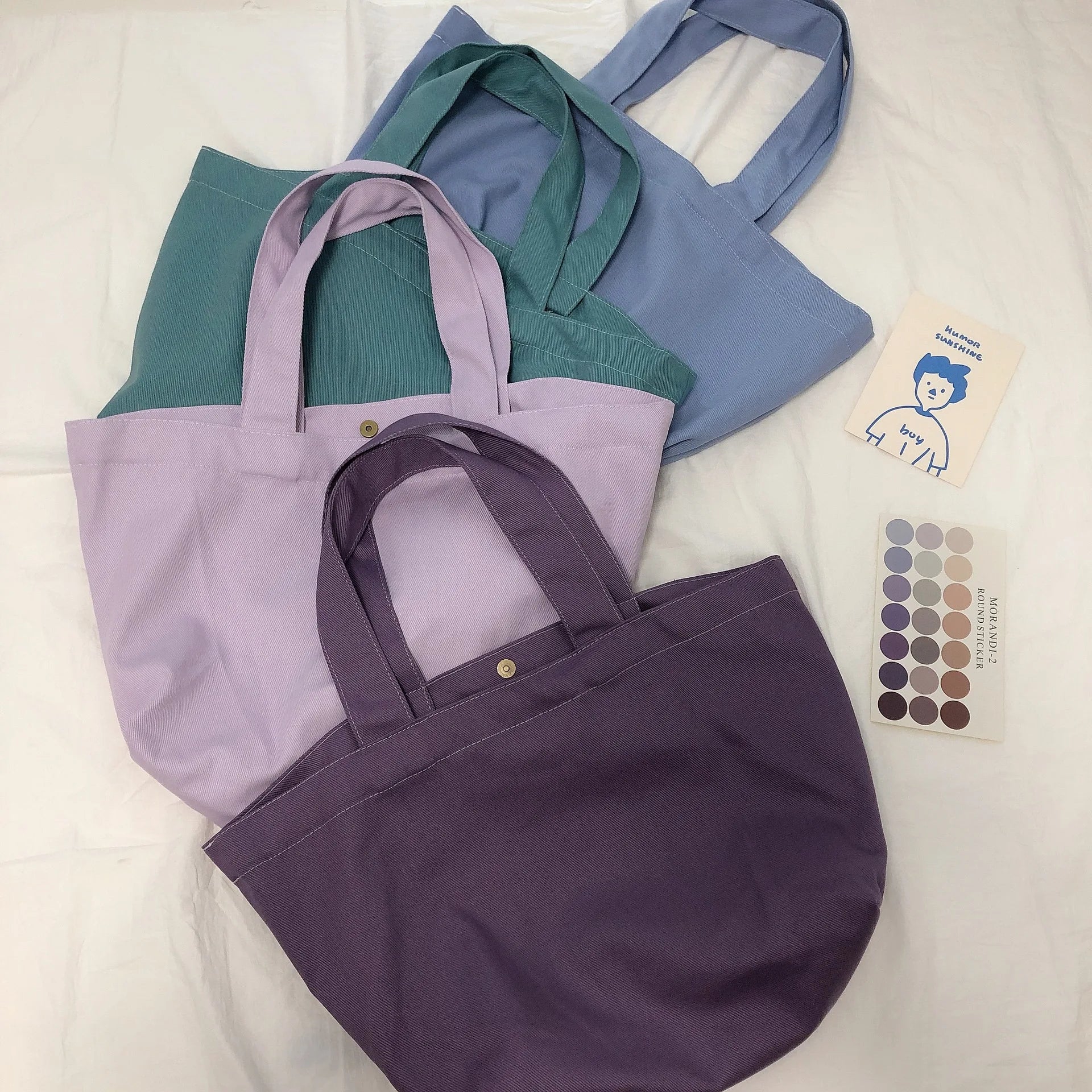 Morandi Large Capacity Canvas Tote Handbag Women Shoulder Bag Casual