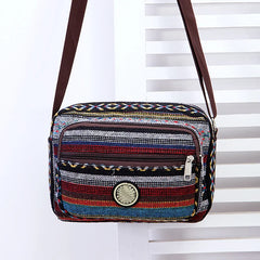 Women Striped Canvas Messenger Bag, Crossbody Shoulder Bag