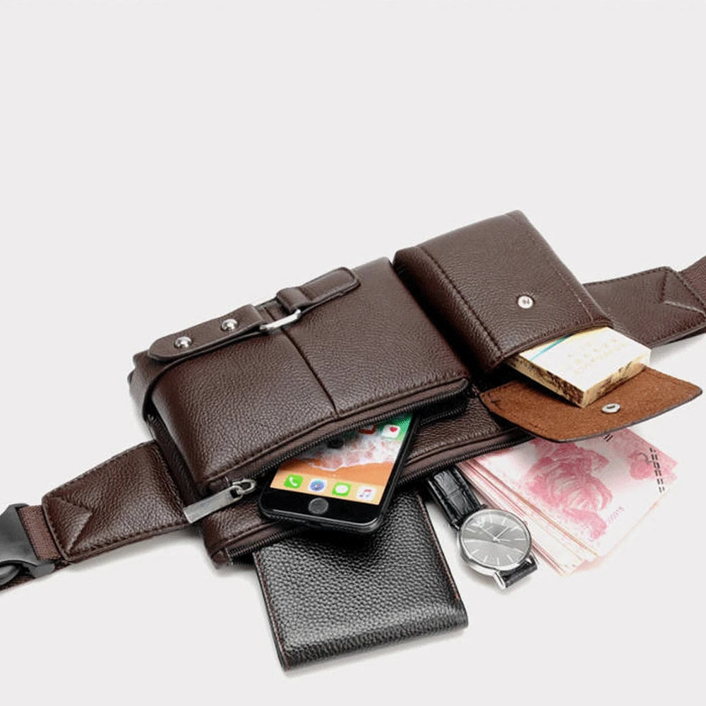 Slim PU Leather Fanny Pack Waist Bag Shoulder Bag
