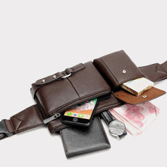 Slim PU Leather Fanny Pack Waist Bag Shoulder Bag
