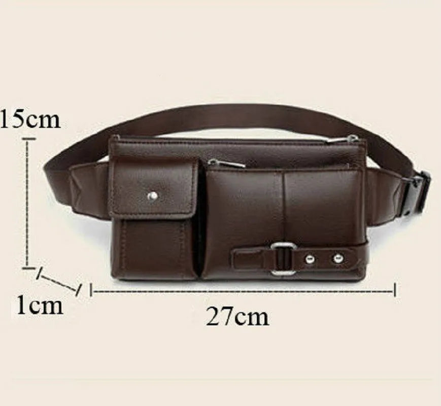 Slim PU Leather Fanny Pack Waist Bag Shoulder Bag