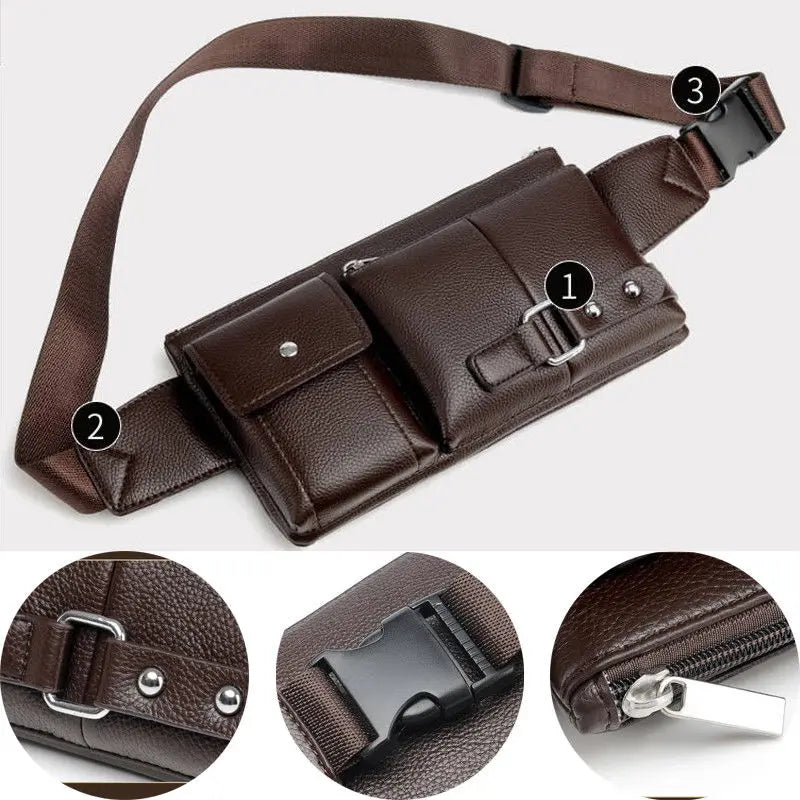 Slim PU Leather Waist Bag Hip Purse Adjustable Belt Strap
