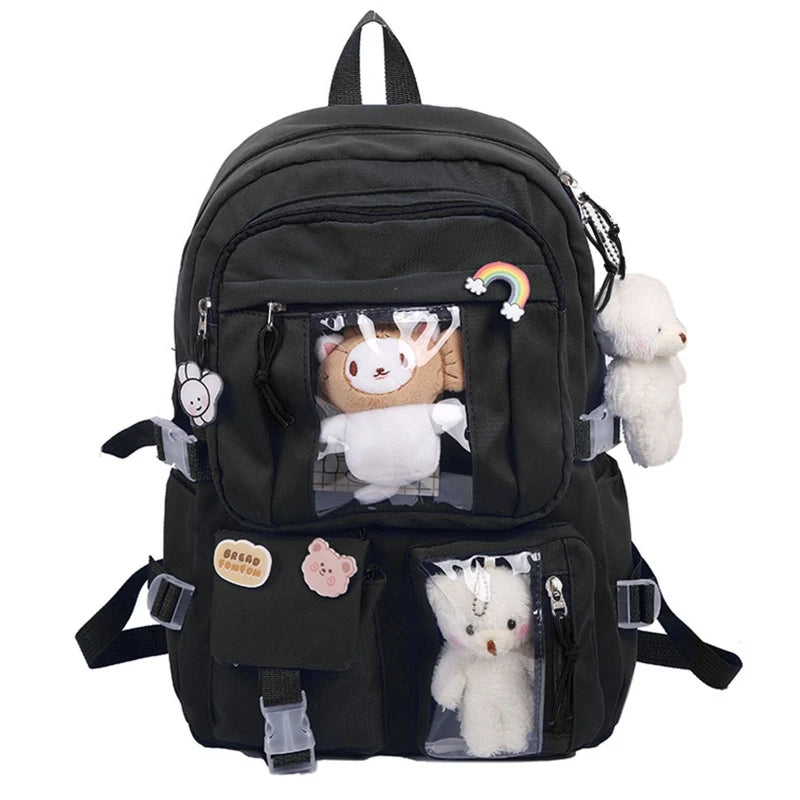 Multi-Pocket School Backpack Large Capacity Casual Rucksack Travel Bag