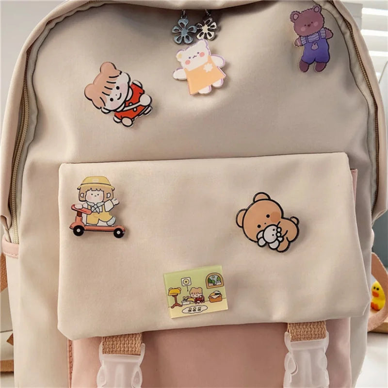 Women's Multi-color Cartoon Backpack for School or Travel