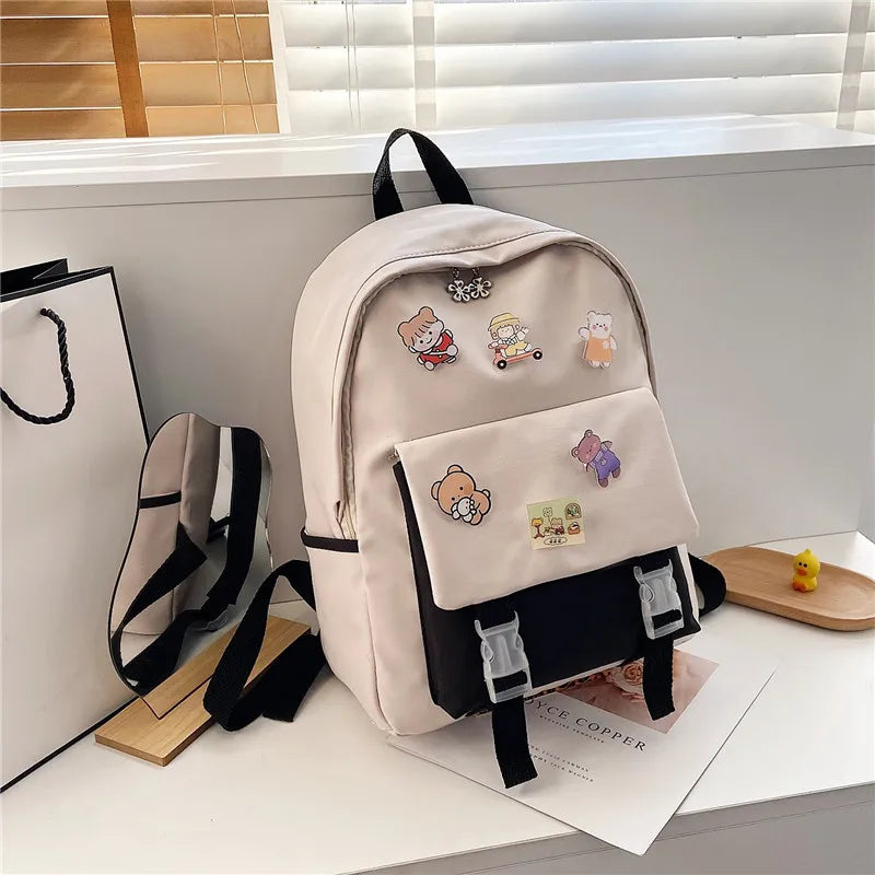 Women's Multi-color Cartoon Backpack for School or Travel