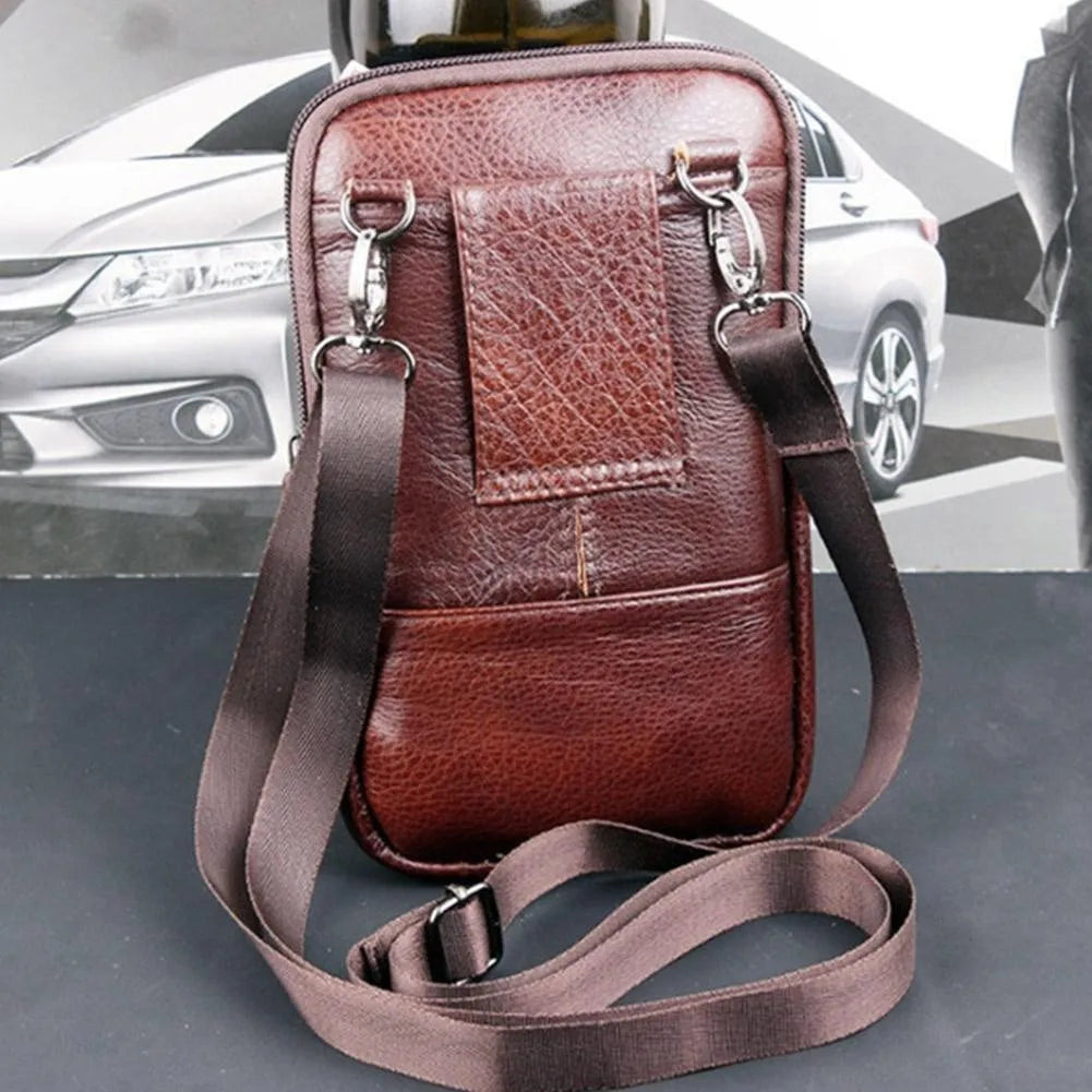 Multi-function Anti-theft Casual Men's Waist Bag Leather Purse with Belt