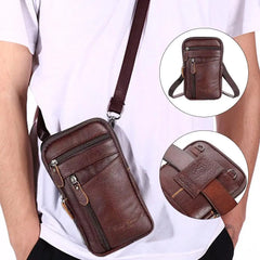 Multi-function Anti-theft Casual Men's Waist Bag Leather Purse with Belt