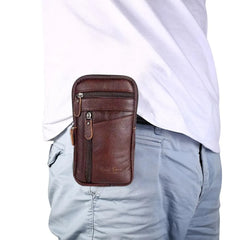 Multi-function Anti-theft Casual Men's Waist Bag Leather Purse with Belt