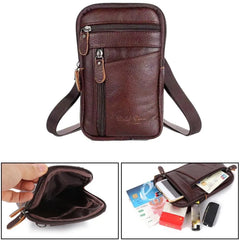 Multi-function Anti-theft Casual Men's Waist Bag Leather Purse with Belt