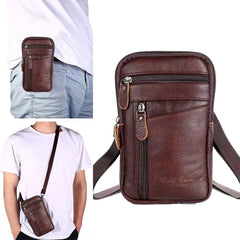 Multi-function Anti-theft Casual Men's Waist Bag Leather Purse with Belt