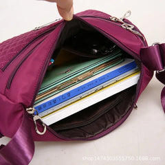 Plaid Shoulder Bag Women Waterproof Oxford Crossbody Handbag