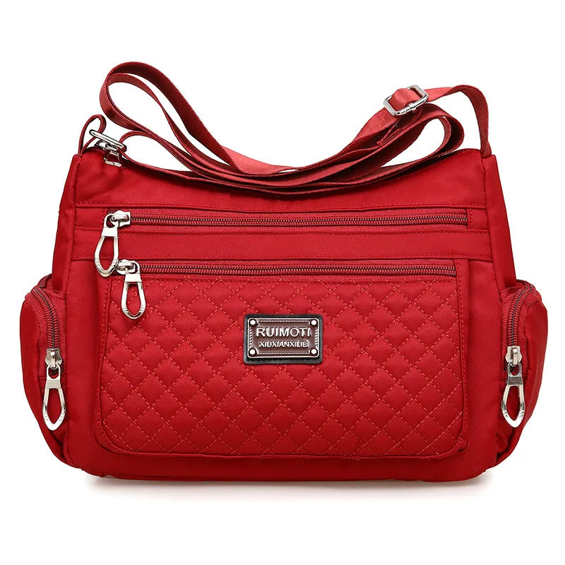 Plaid Shoulder Bag Women Waterproof Oxford Crossbody Handbag