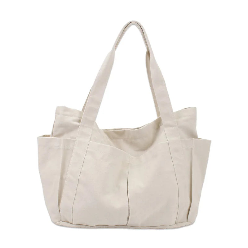 Canvas Zipper Handbag for Student School Teacher Leisure Top-handle Bag