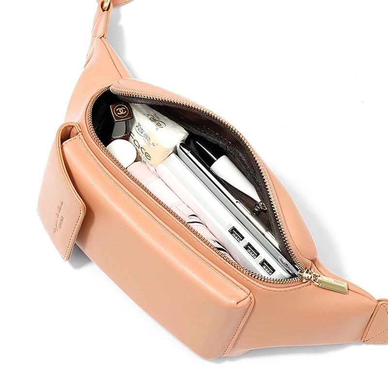 Women's Soft Leather Fanny Pack Chest & Waist Bag