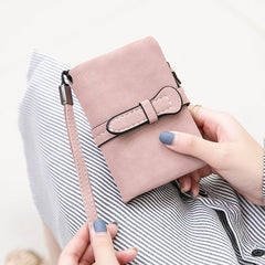 Short Nubuck Leather Zipper Wallet for Women