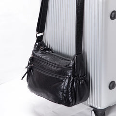 Soft PU Leather Shoulder Bag Large Capacity Classic Business Cross Body