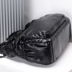 Soft PU Leather Shoulder Bag Large Capacity Classic Business Cross Body