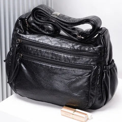 Soft PU Leather Shoulder Bag Large Capacity Classic Business Cross Body