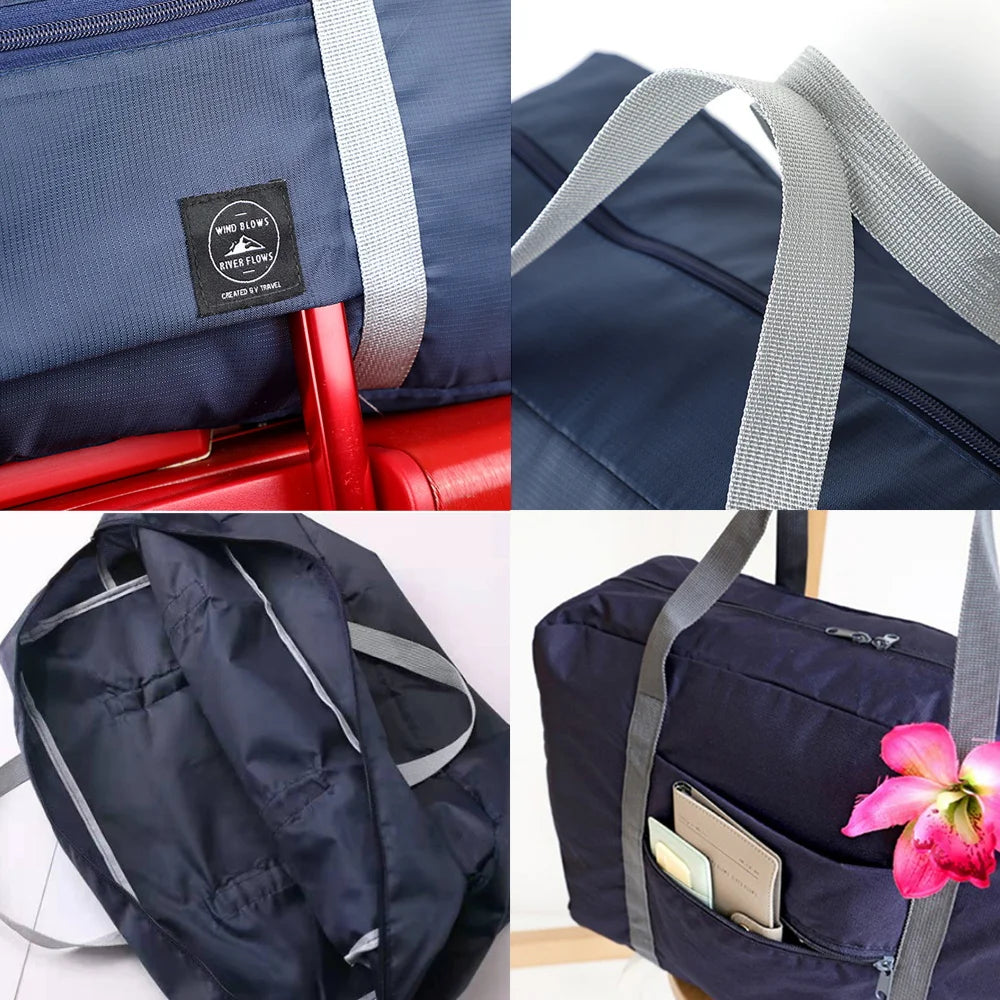 Large Capacity Folding Travel Bag with Mouth Print Tote