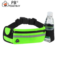 Sports Waist Bag Reflective Water Bottle Holder Gym Belt Pouch