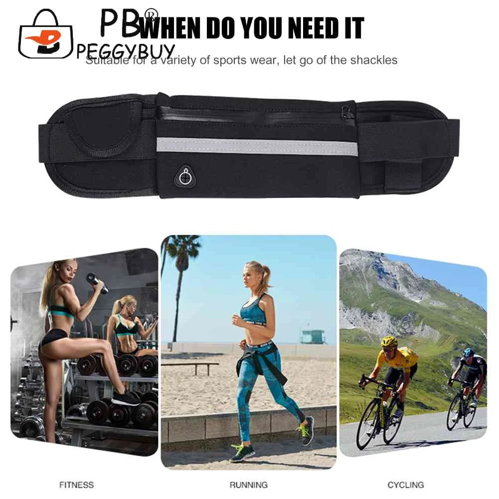 Sports Waist Bag Reflective Water Bottle Holder Gym Belt Pouch