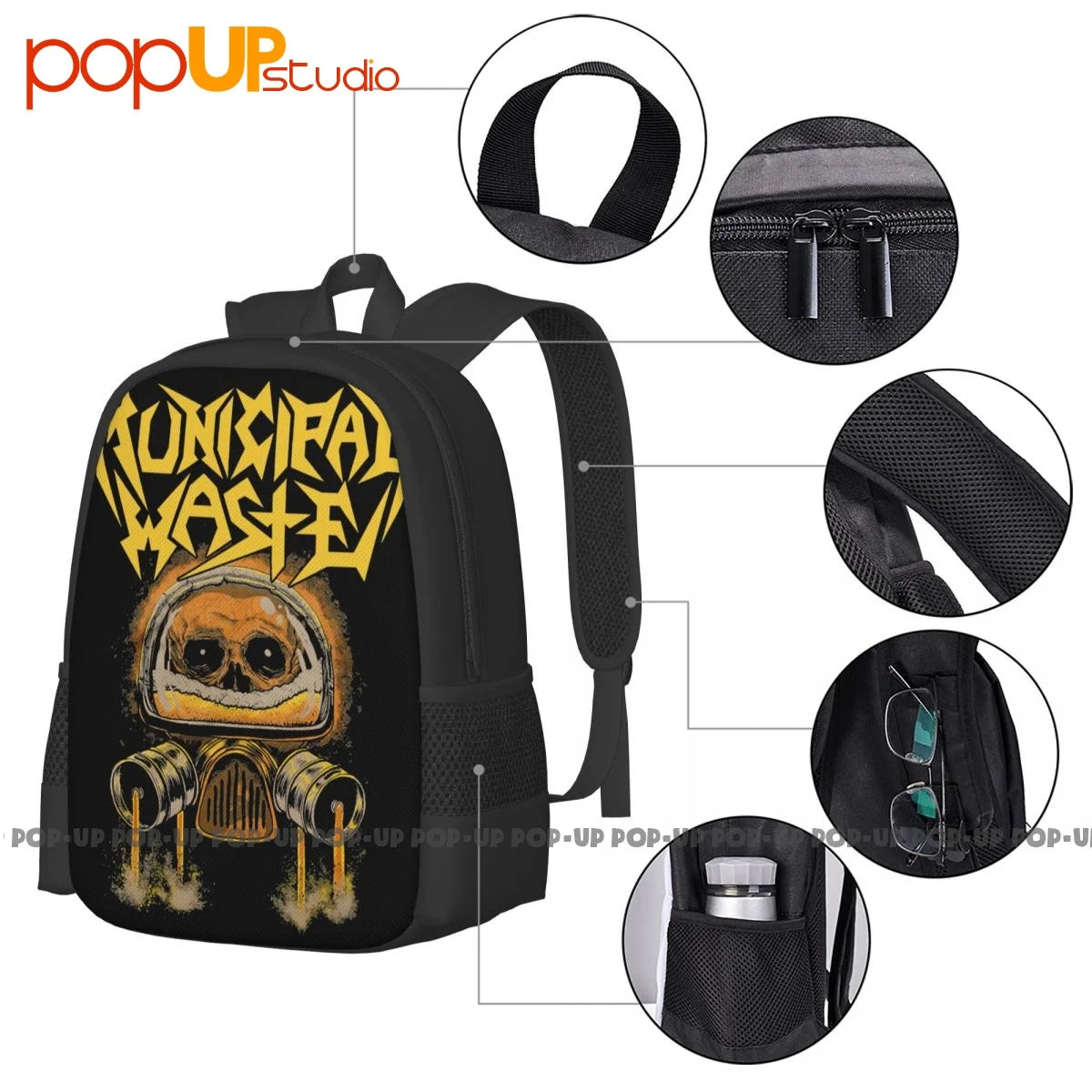 Municipal Waste Keg Killer Backpack Vintage Large Capacity