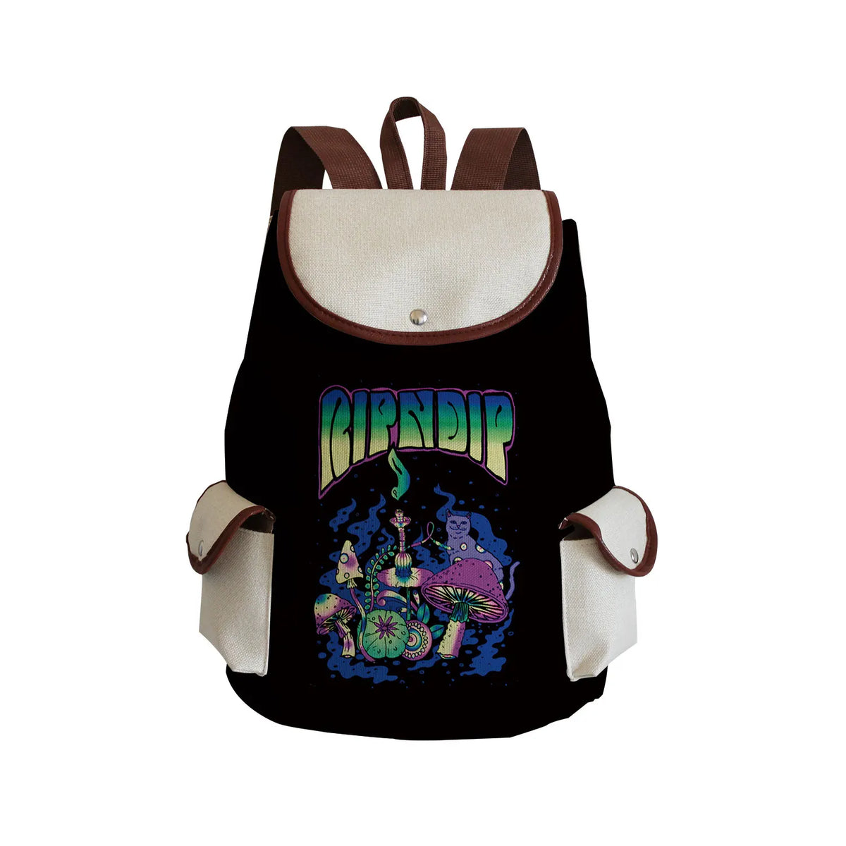 Mushroom Print Eco Friendly Backpack Customizable Personalized Name