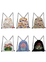 Mushroom Print Drawstring Bag Mini Backpack Teenager Bookbag