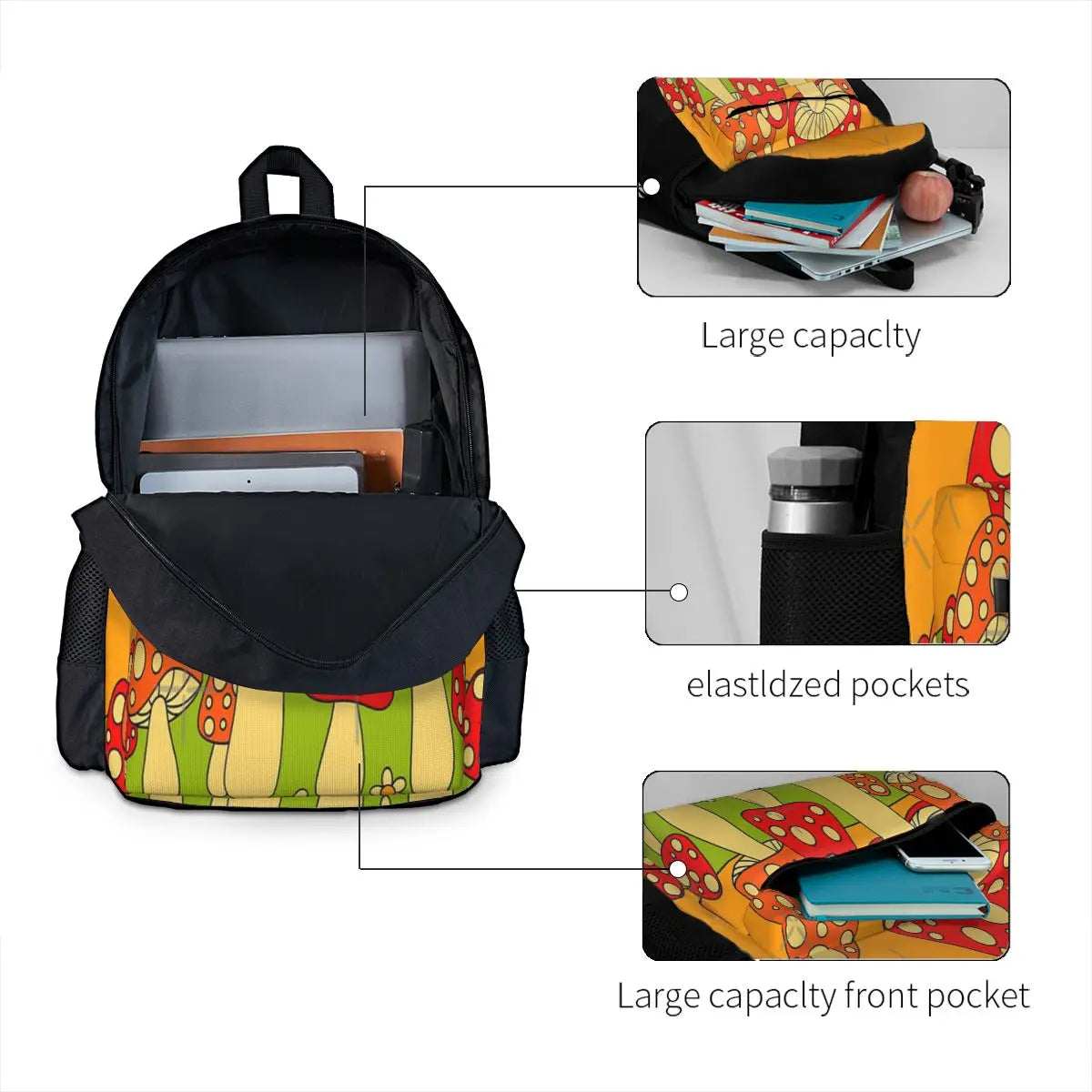 Mushrooms 2 Backpacks Men Women Anime Kids Backpack Female