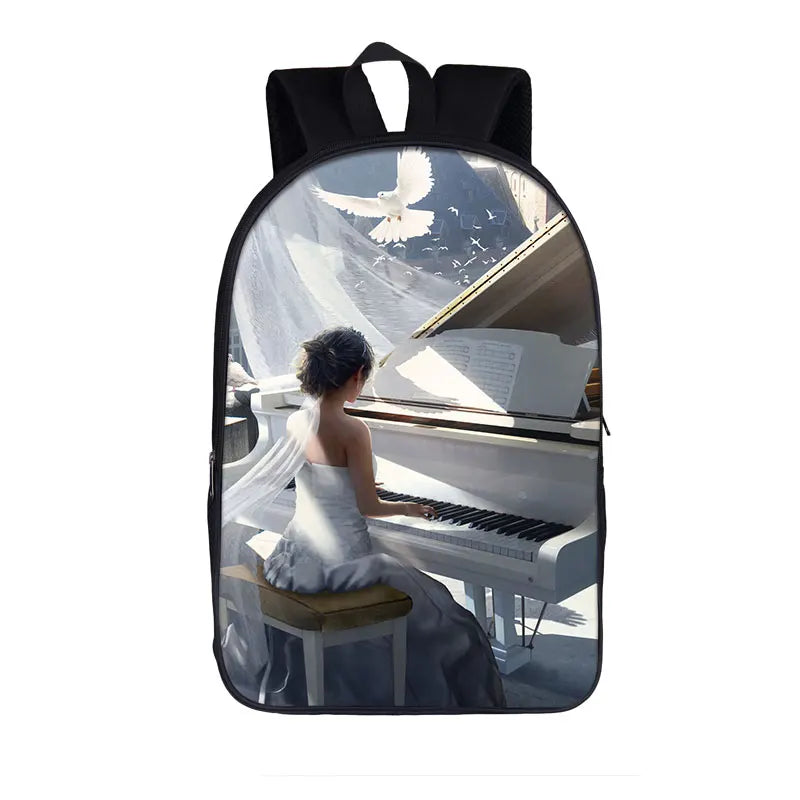 Music Note Backpack Daypack Guitar / Piano Daypack Women Men Rucksack