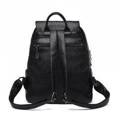 Double Tassels Women Leather Backpacks High Female Backpack Casual Daily Bag