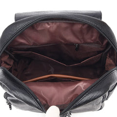 Double Tassels Women Leather Backpacks High Female Backpack Casual Daily Bag